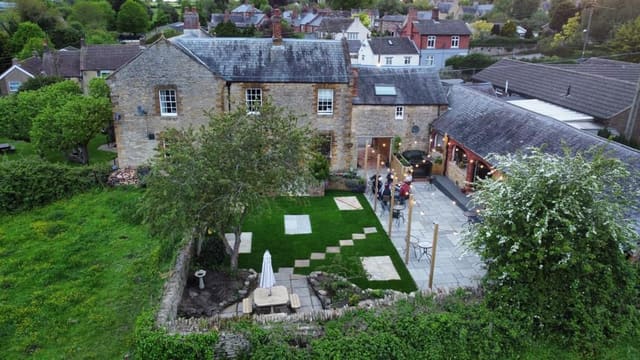 Aerial view of The Overstone Arms and its garden