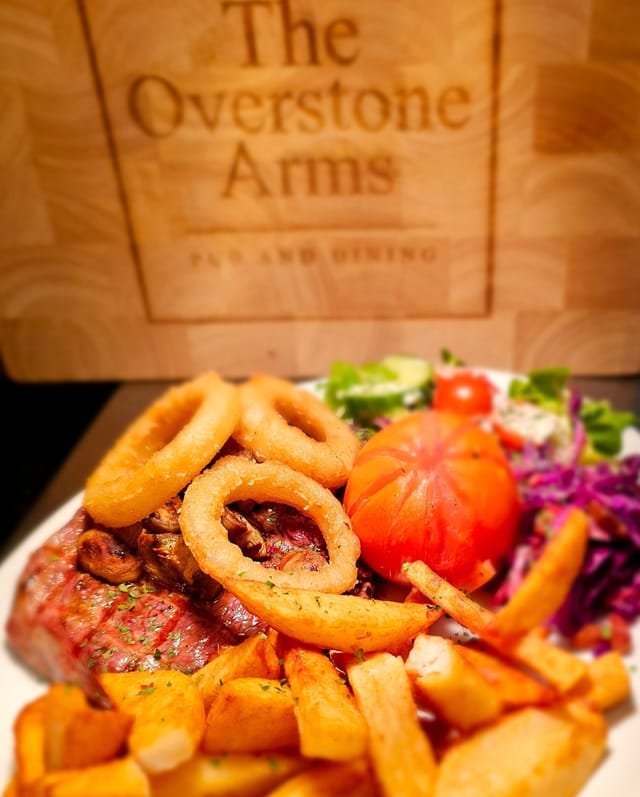 Steak served at The Overstone Arms